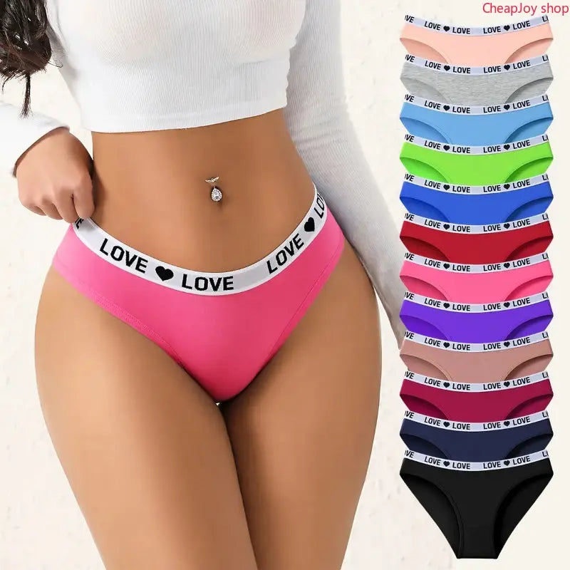 Women'S Color Block Letter Print Briefs Panties - 1/7/10/12-Piece Stretchy, Breathable, Secure-Fit Cotton Underwear with Elegant Stitches, Everyday Comfort & Style for Women