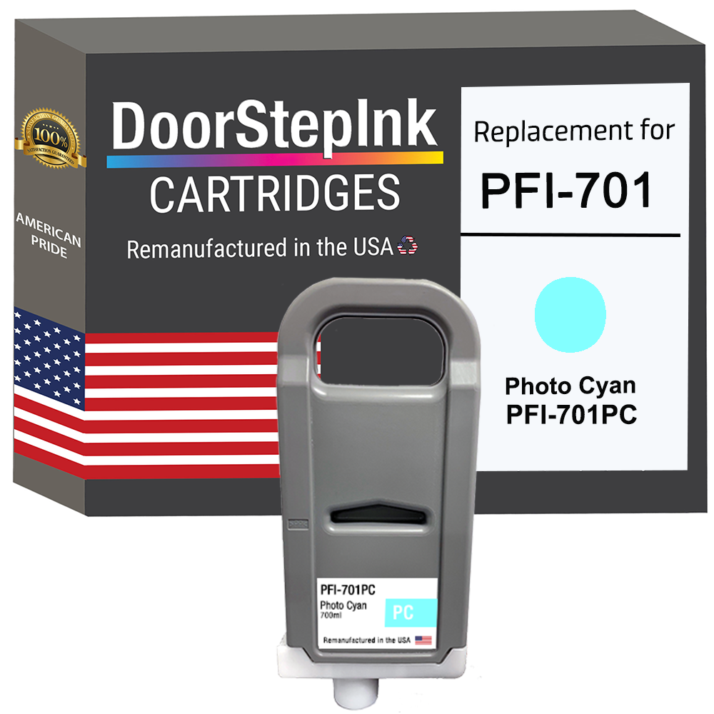 DoorStepInk Canon PFI-701PC Photo Cyan Ink, 700 mL