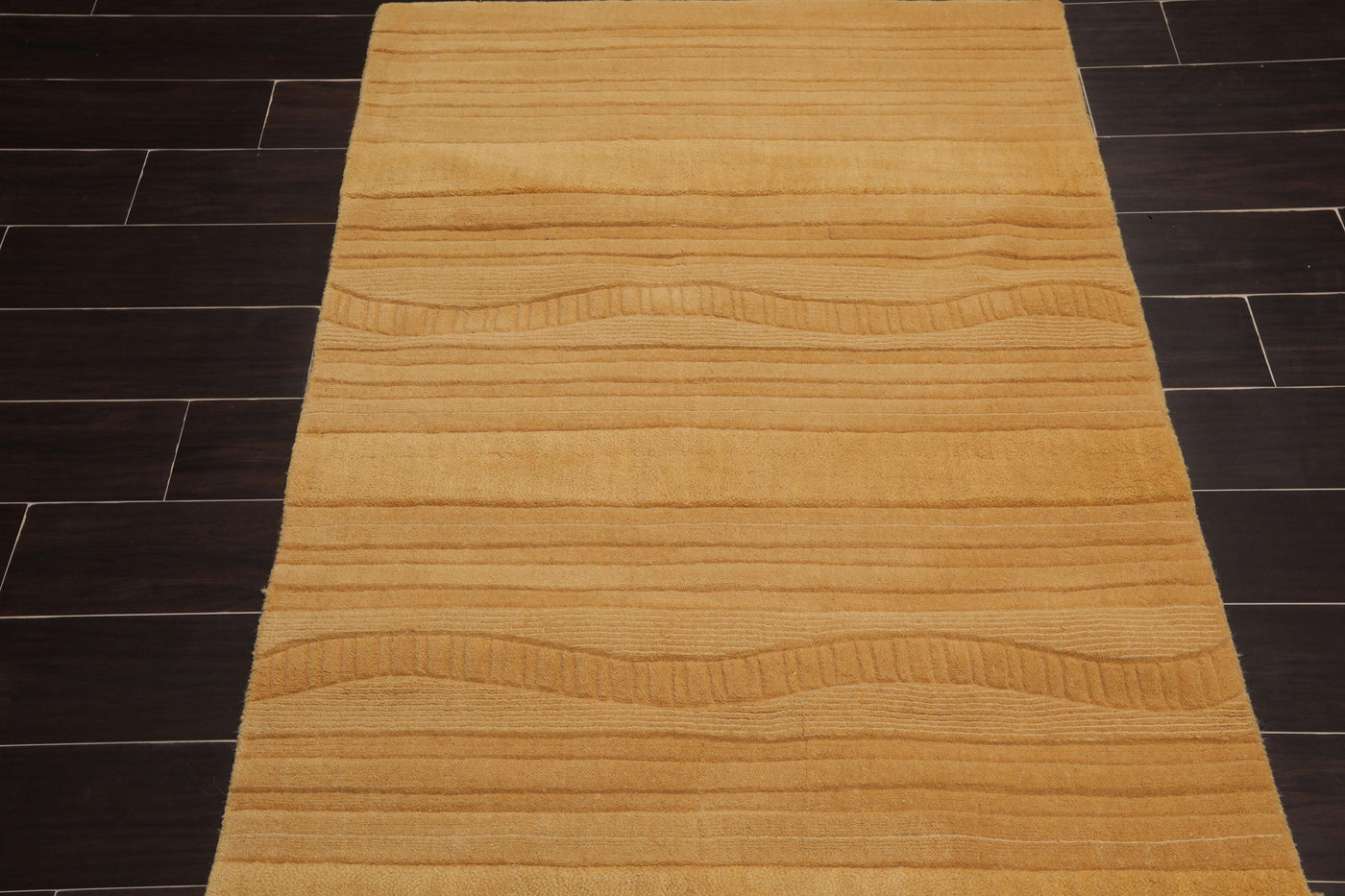 Gold Handmade Wool Area Rug, 3 ft 6 x 5 ft 6