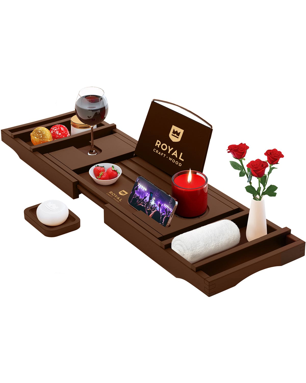 Royal Craft Wood Brown Bathtub Caddy Tray