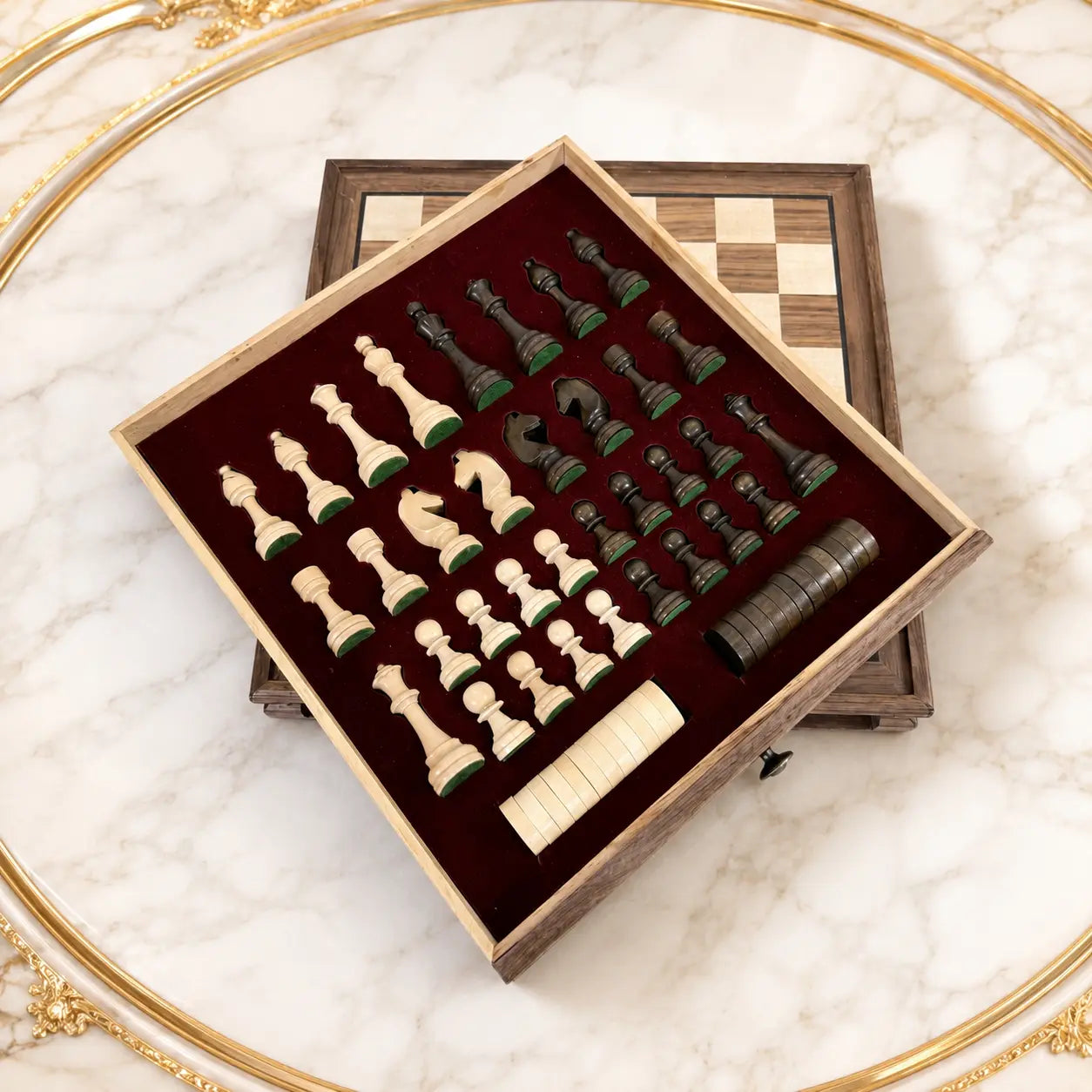 Magnetic Chess Strategy Game Black Walnut Chess Retro Drawer Chess Board