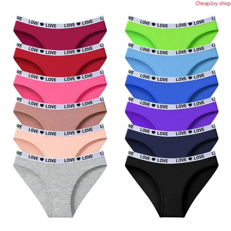 Women'S Color Block Letter Print Briefs Panties - 1/7/10/12-Piece Stretchy, Breathable, Secure-Fit Cotton Underwear with Elegant Stitches, Everyday Comfort & Style for Women