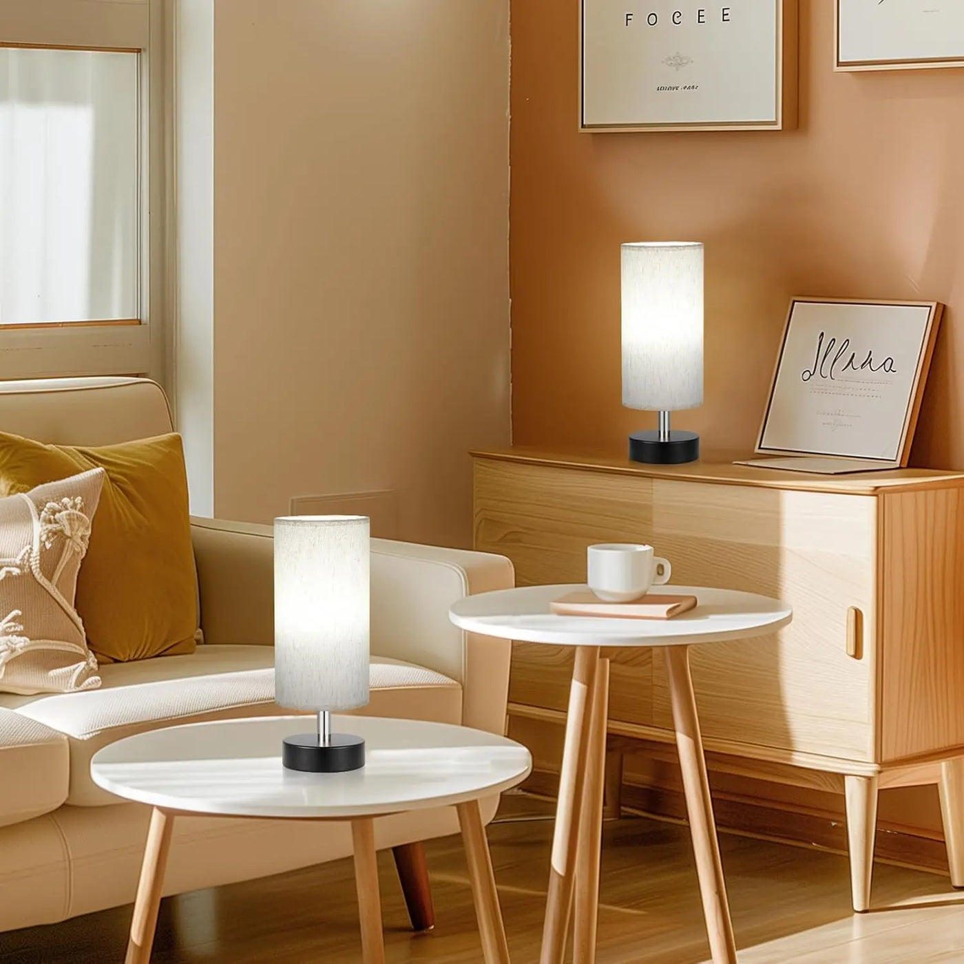 Small Table Lamp for Bedroom Set of 2 - Bedside Lamps for Night Stands, Minimalist Nightstand Light Lamp, Desk Lamps for Reading Room, Kids Room, Living Room, Office, Dorm, Home Lighting, Minimalist Bedroom