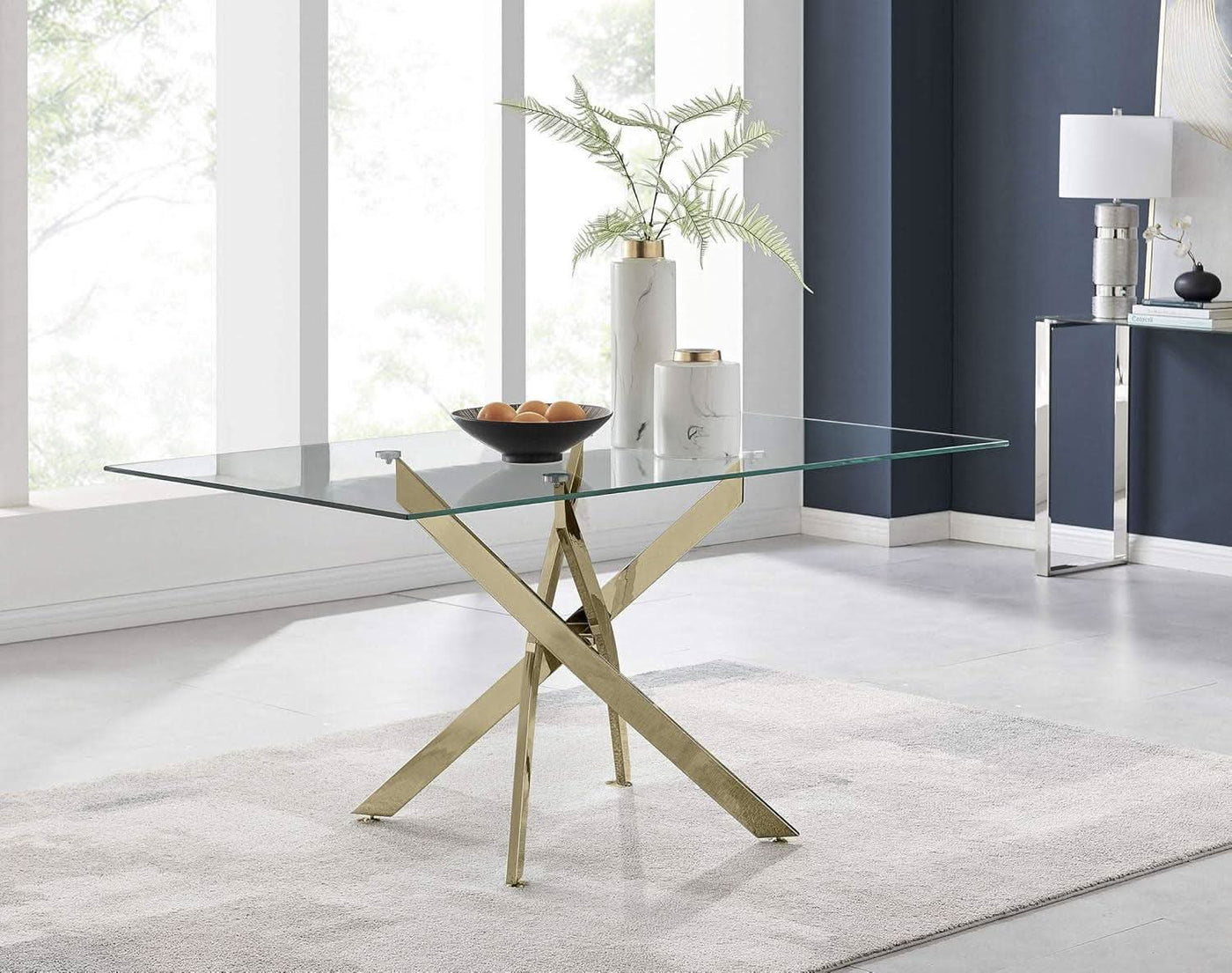 Leonardo Gold Glass-Top Dining Table