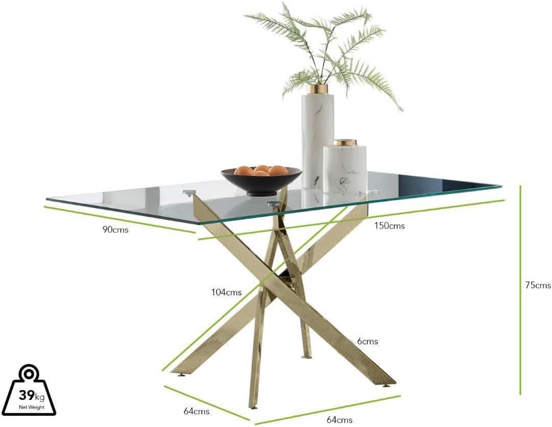 Leonardo Gold Glass-Top Dining Table
