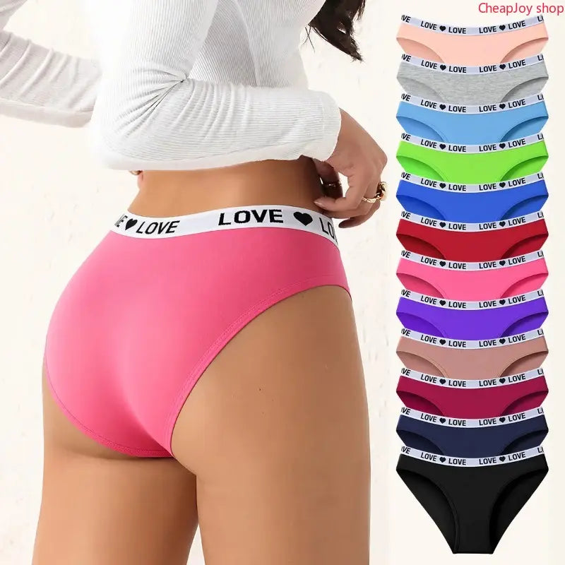 Women'S Color Block Letter Print Briefs Panties - 1/7/10/12-Piece Stretchy, Breathable, Secure-Fit Cotton Underwear with Elegant Stitches, Everyday Comfort & Style for Women