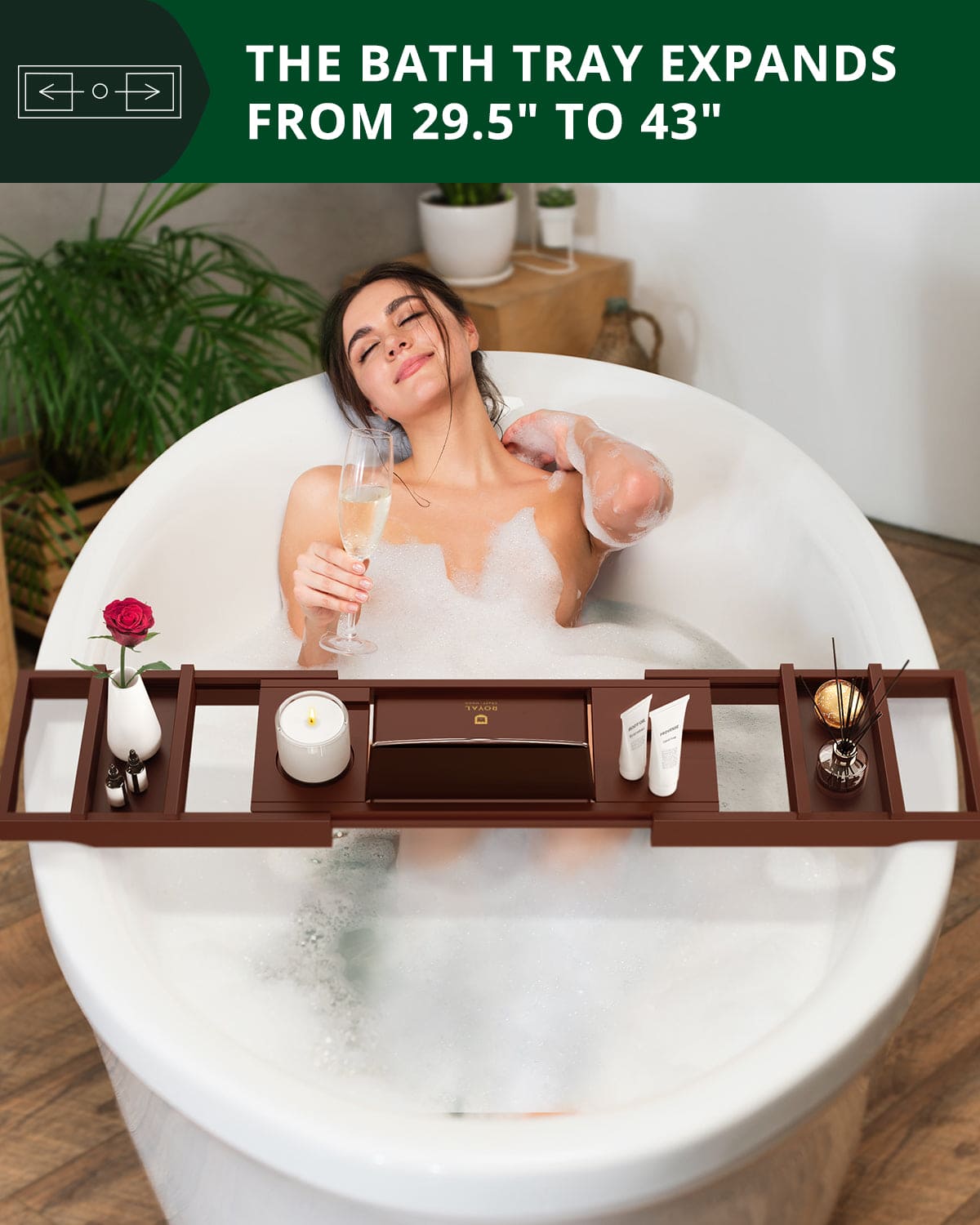 Royal Craft Wood Brown Bathtub Caddy Tray