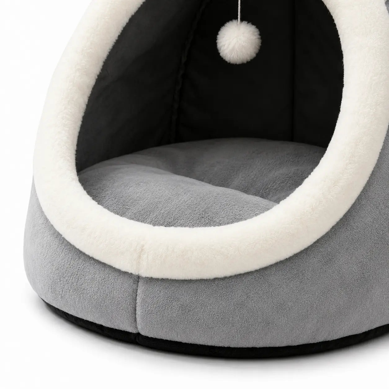 Rescue Kitten Bed - Plush Enclosed Kitten Condo, Warm Fleece Interior Cave, Washable Collapsible Calming Hideaway, Non-Slip Base Circle Cushion for Indoor Small Felines