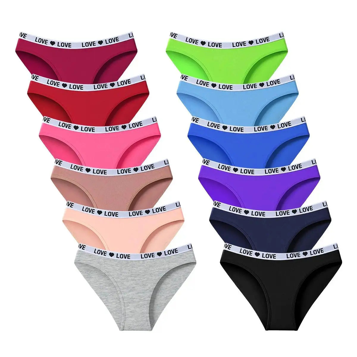 Women'S Color Block Letter Print Briefs Panties - 1/7/10/12-Piece Stretchy, Breathable, Secure-Fit Cotton Underwear with Elegant Stitches, Everyday Comfort & Style for Women