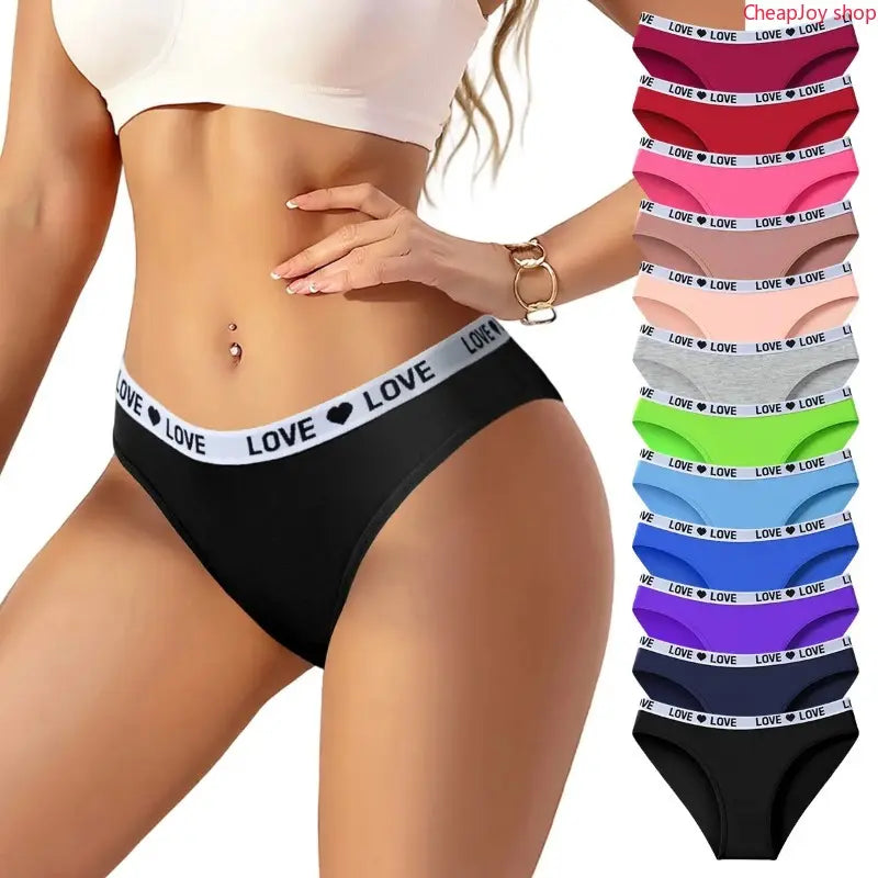 Women'S Color Block Letter Print Briefs Panties - 1/7/10/12-Piece Stretchy, Breathable, Secure-Fit Cotton Underwear with Elegant Stitches, Everyday Comfort & Style for Women