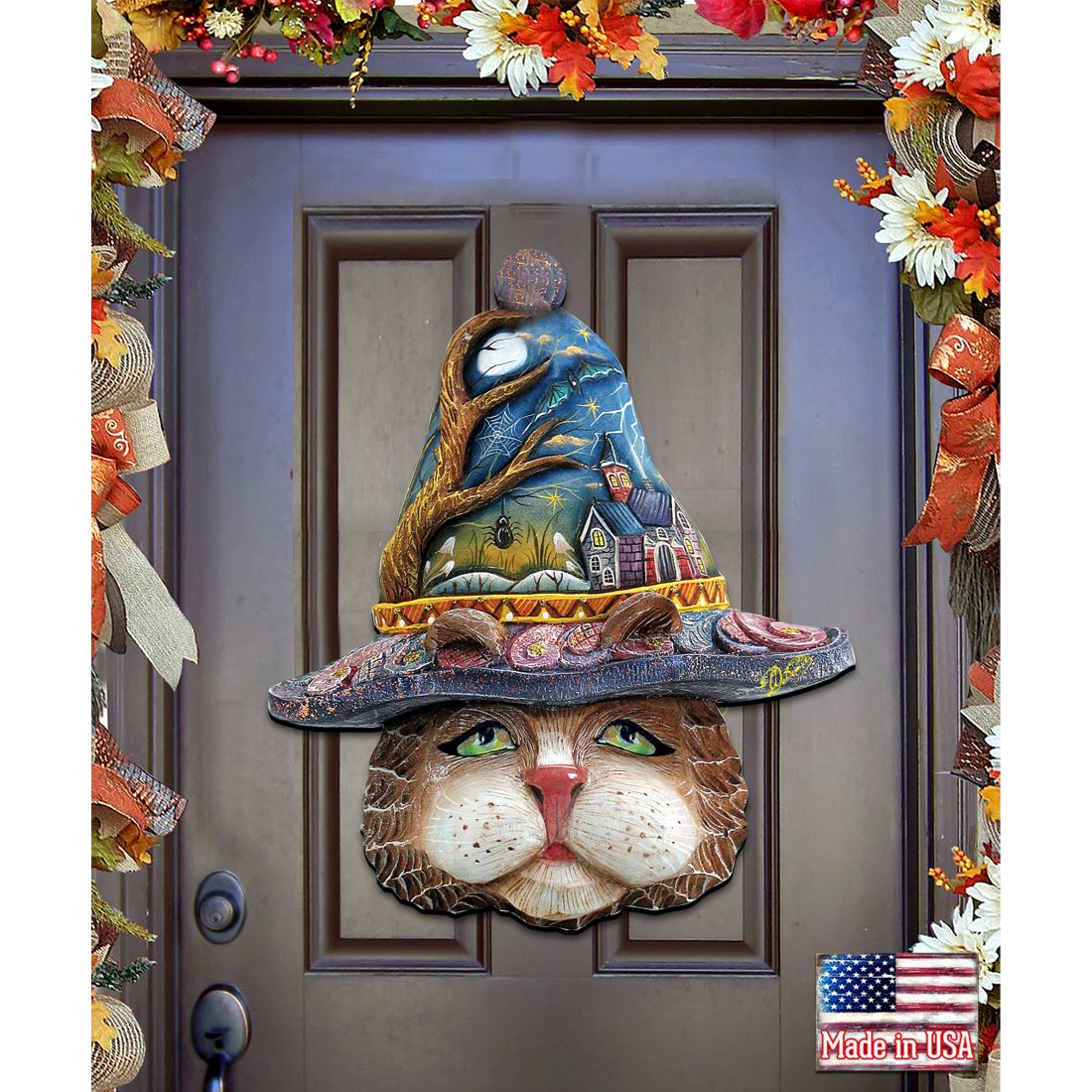 G. DeBrekht Halloween Eve Cat Door Decor