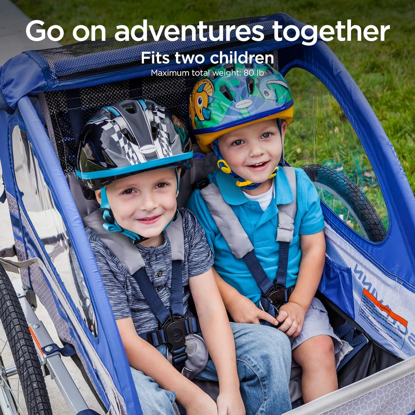 Trailblazer Double Child Bike Trailer, Max of 2 Children with Total Weight of 80 Lbs., Canopy, 20-Inch Air-Filled Tires, Red