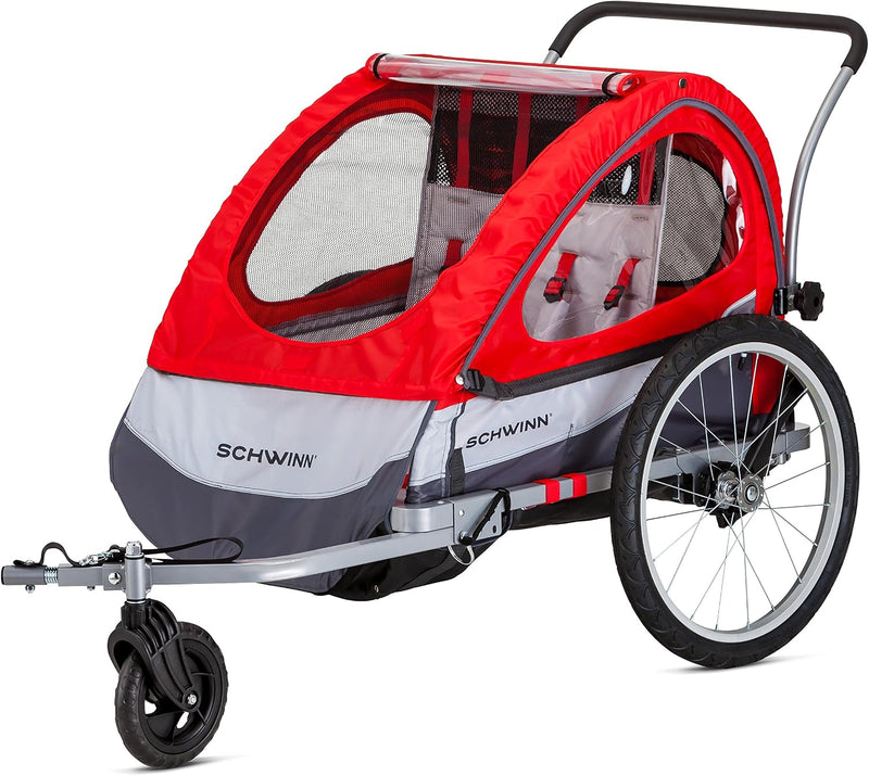 Trailblazer Double Child Bike Trailer, Max of 2 Children with Total Weight of 80 Lbs., Canopy, 20-Inch Air-Filled Tires, Red