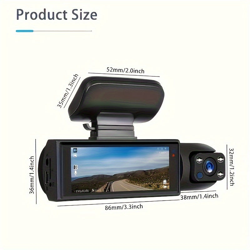 1080p Dual-Lens Dash Camera with Night Vision