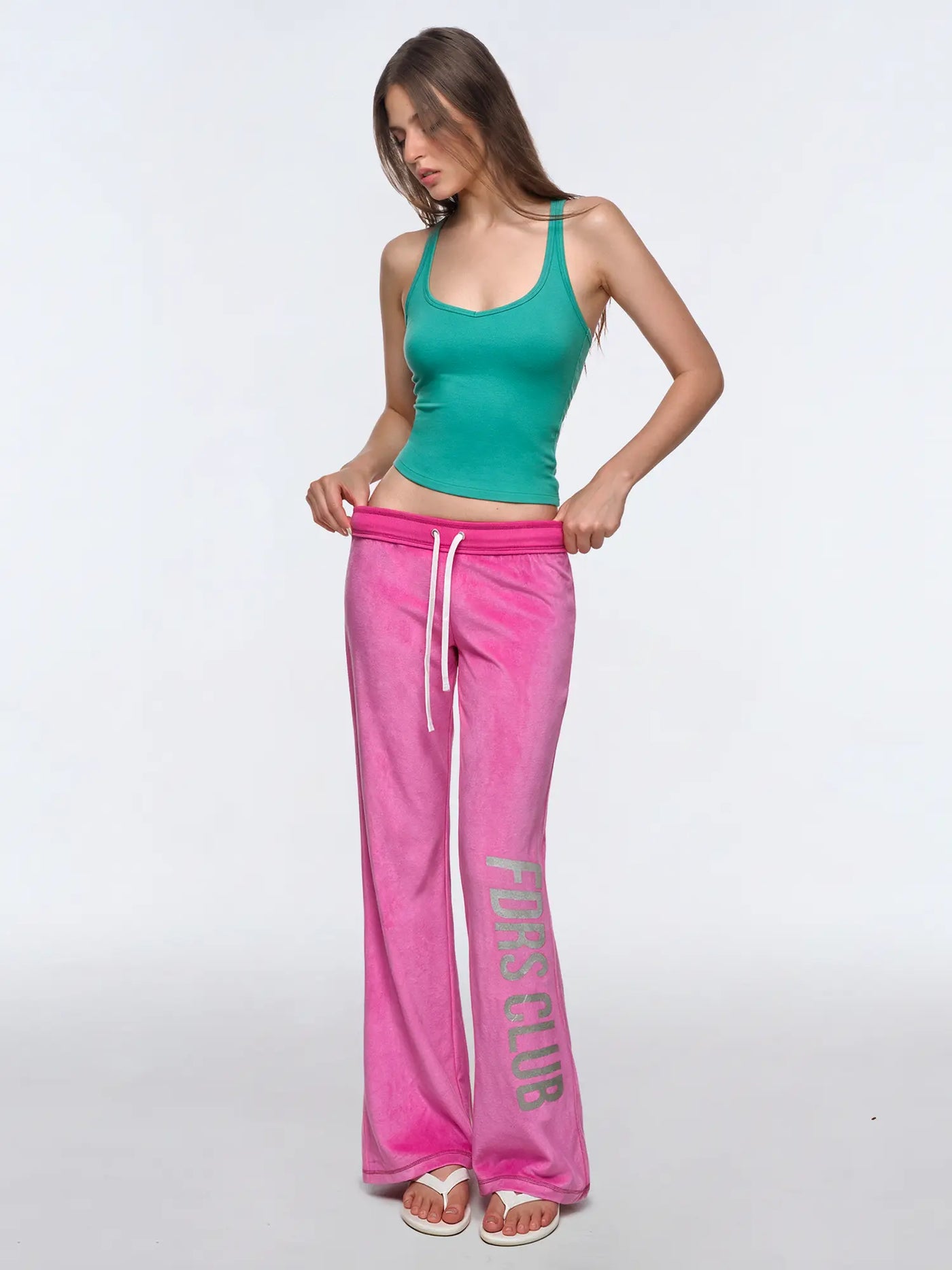 FDR Candy Color Tank Top and Low Rise Flare Pants Set Women'S Fitted Y2K Casual Matching Outfit#Tiktokshopbacktoschool