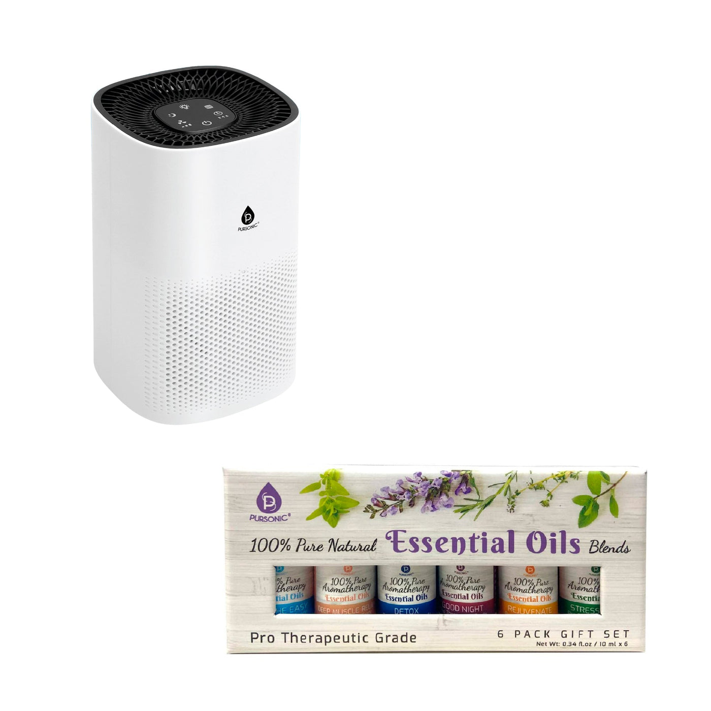 Pursonic HEPA Air Purifier and Essential Oils Bundle
