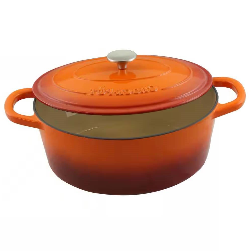Orange Enameled Cast Iron Dutch Oven, 7 Quart