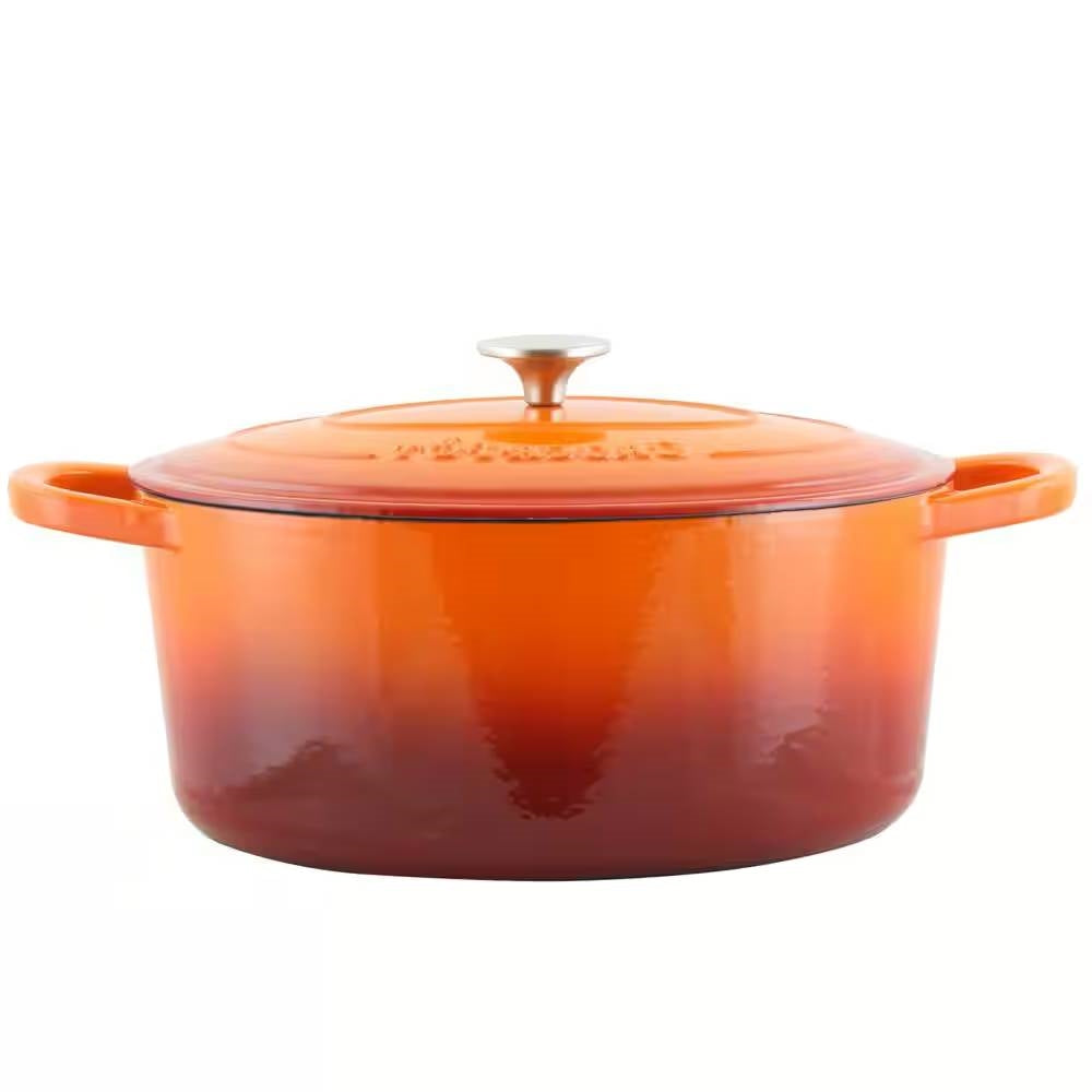 Orange Enameled Cast Iron Dutch Oven, 7 Quart