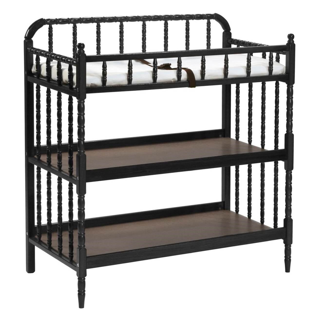 Black Wood Baby Changing Table with Changing Pad