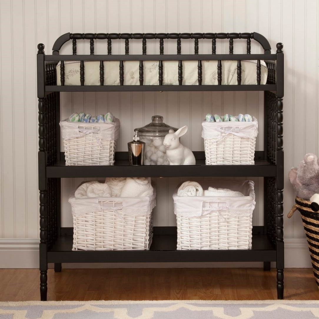Black Wood Baby Changing Table with Changing Pad