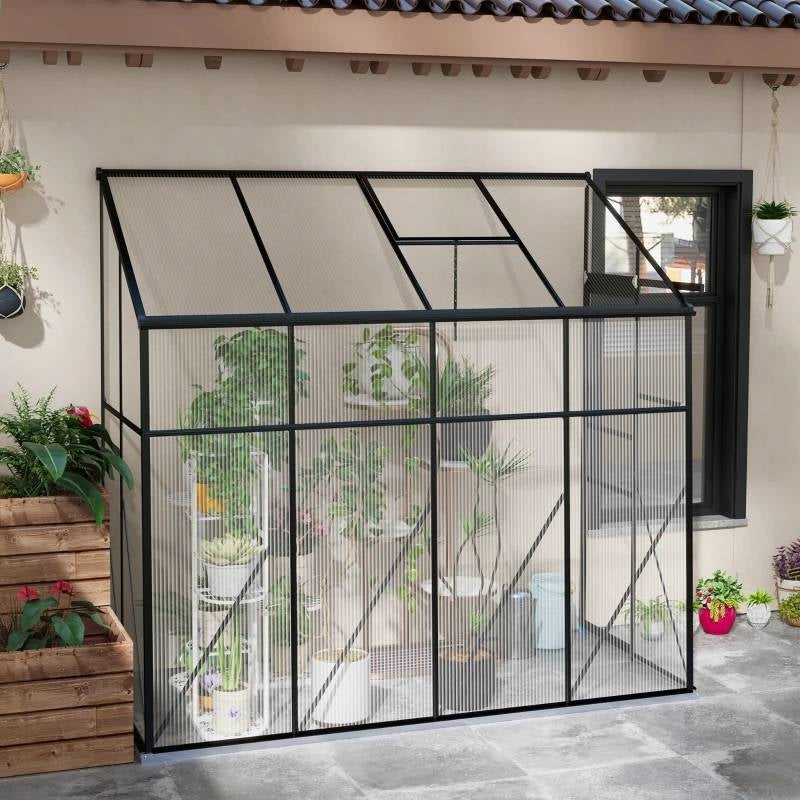 Lean-To Polycarbonate Greenhouse, 8.3 x 4.1 ft