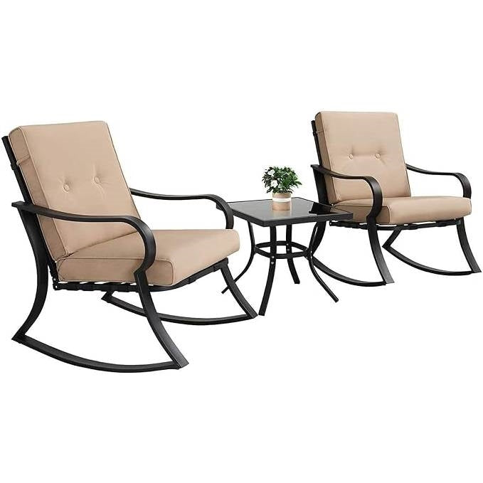 Patio Rocking Chairs and Table Set, 3 Pieces