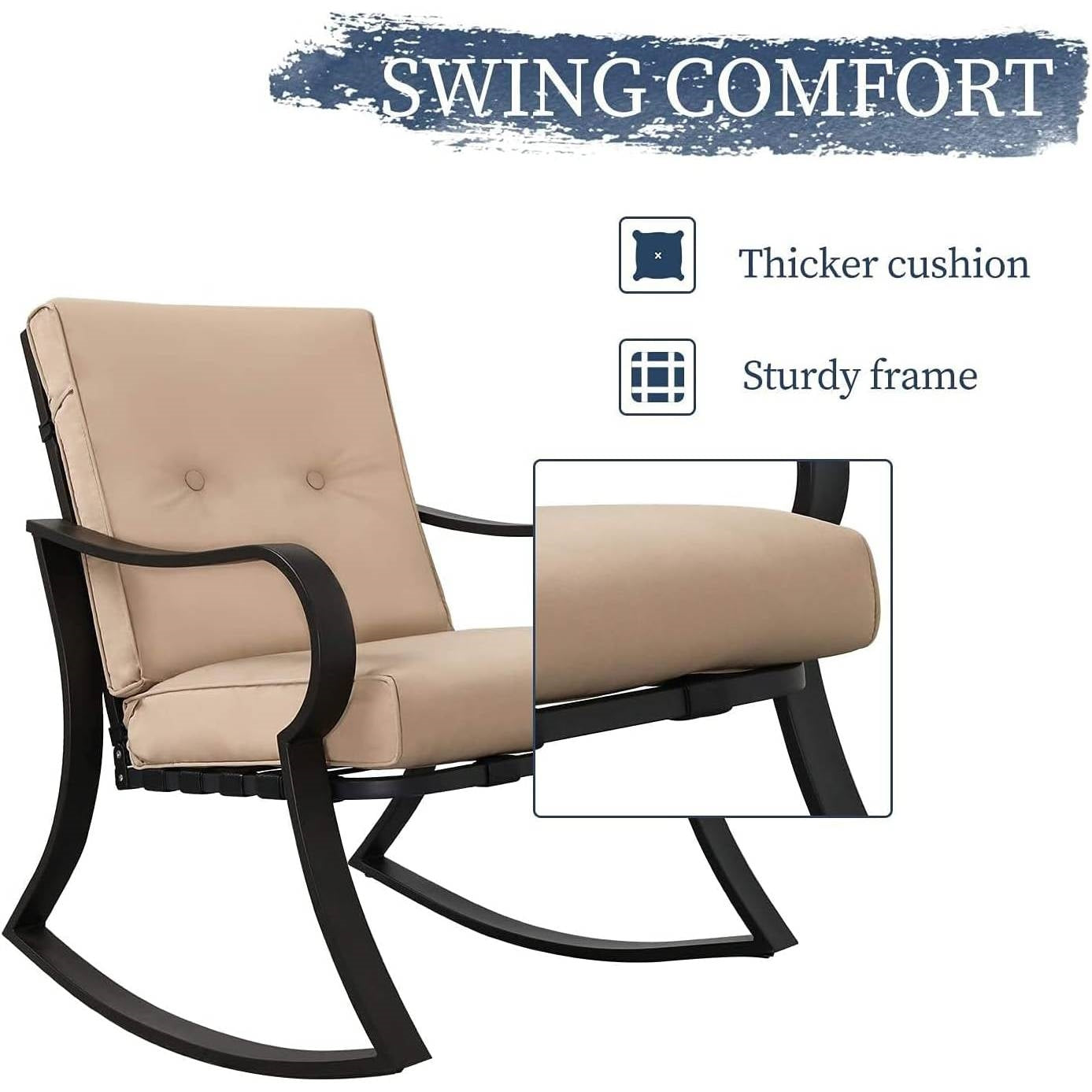 Patio Rocking Chairs and Table Set, 3 Pieces