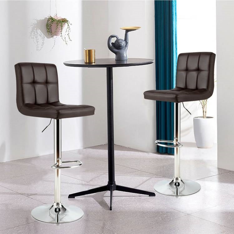 Adjustable Brown Swivel Bar Stools, Set of 2