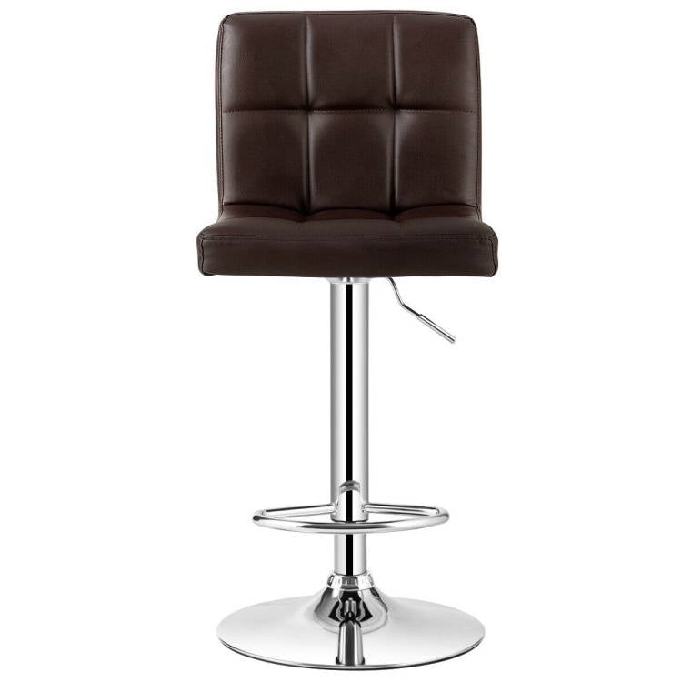 Adjustable Brown Swivel Bar Stools, Set of 2