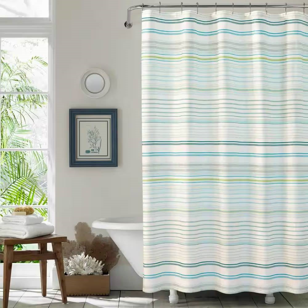 Sea Breeze Striped Cotton Shower Curtain, 72-inch