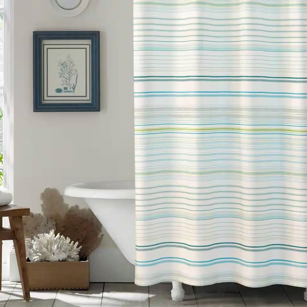 Sea Breeze Striped Cotton Shower Curtain, 72-inch