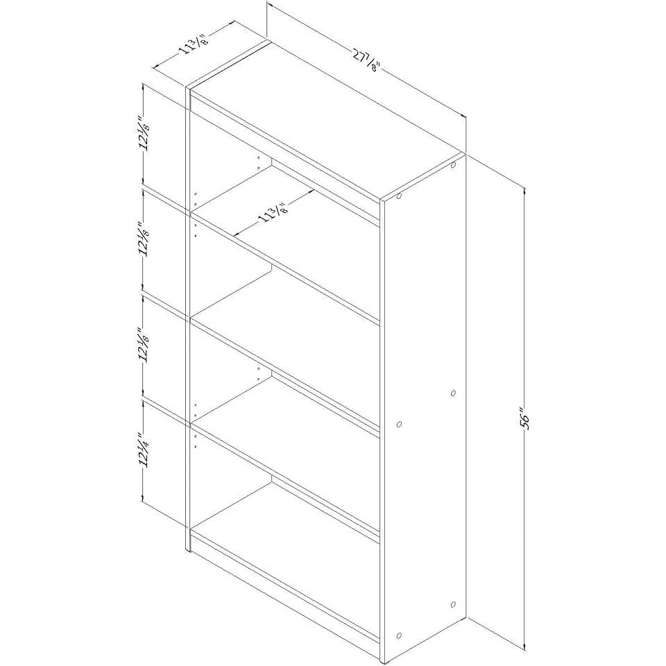 Cherry Finish Bookcase, 4 Shelves