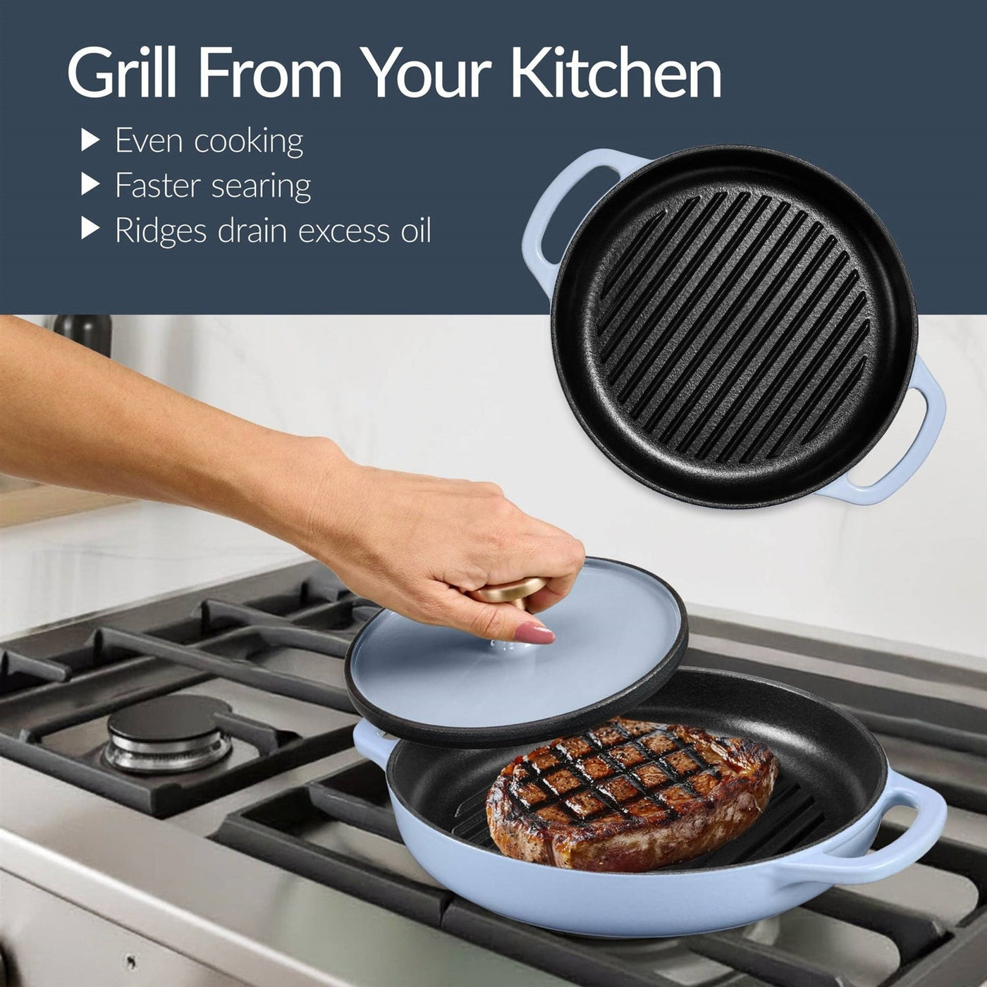 Baby Blue Cast Iron Cookware Set, 6 Pieces