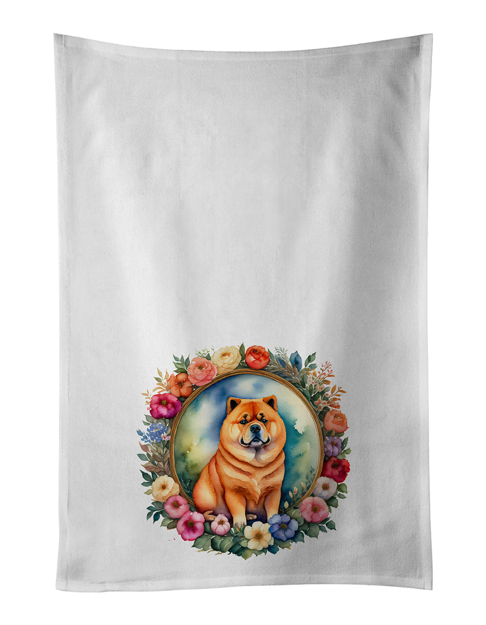 Chow Chow and Flowers Kitchen Towel Set of 2