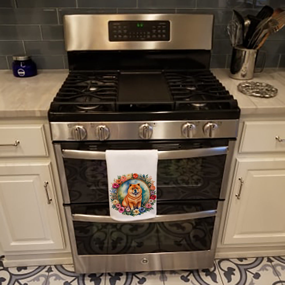 Chow Chow and Flowers Kitchen Towel Set of 2