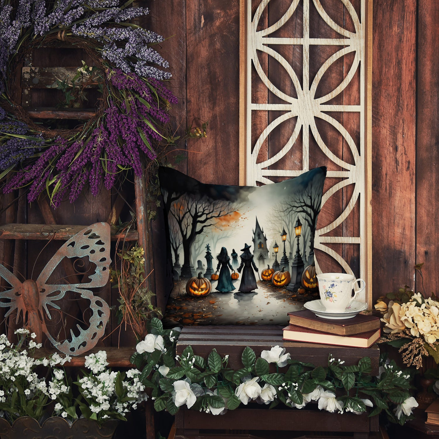 Vampires Spooky Halloween Throw Pillow