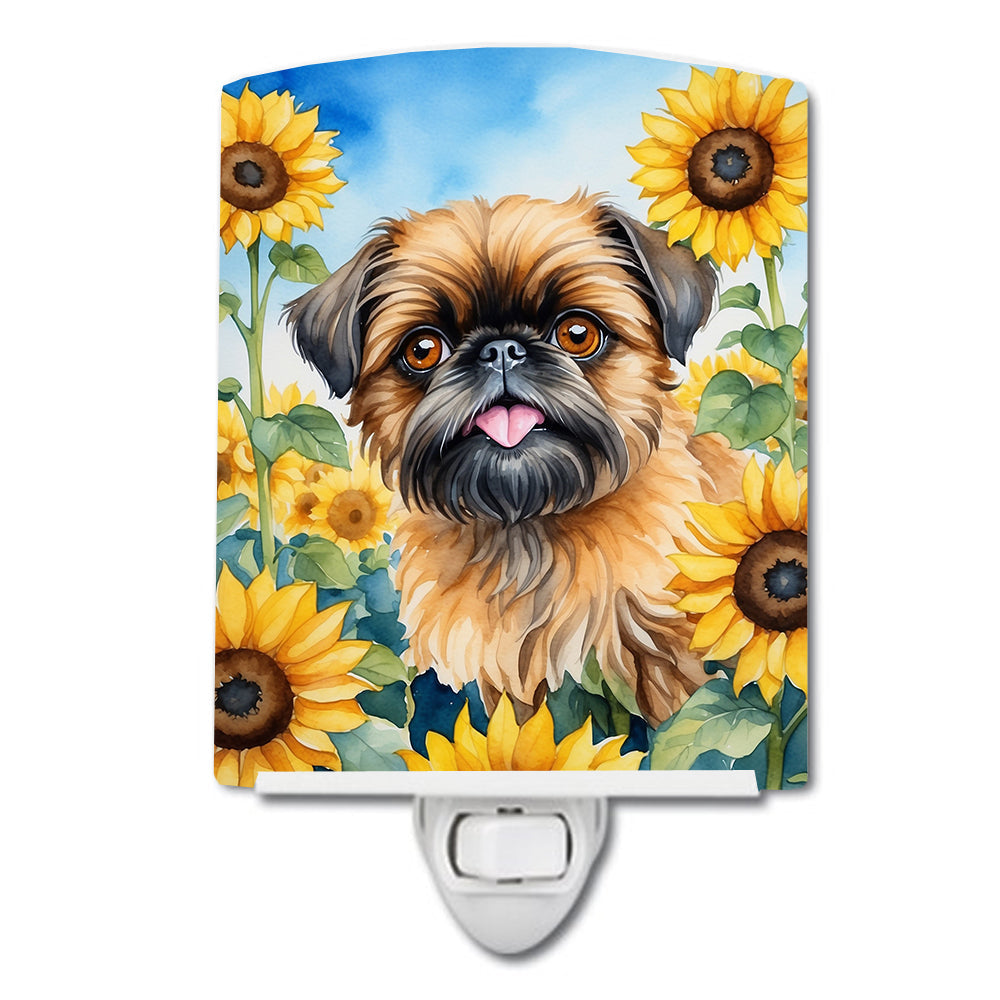 Brussels Griffon in Sunflowers Ceramic Night Light