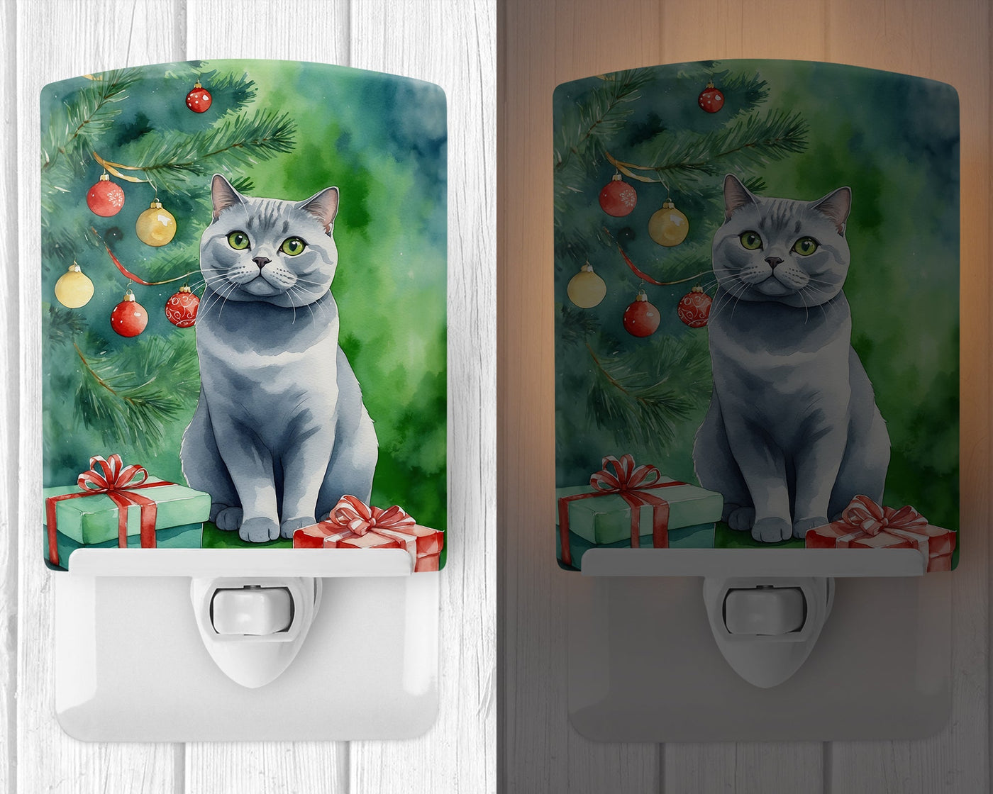 British Shorthair Christmas Tree Ceramic Night Light