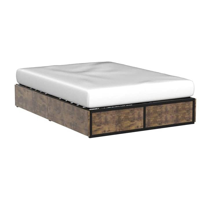 Full Metal and Wood Bed Frame with 4 Drawers