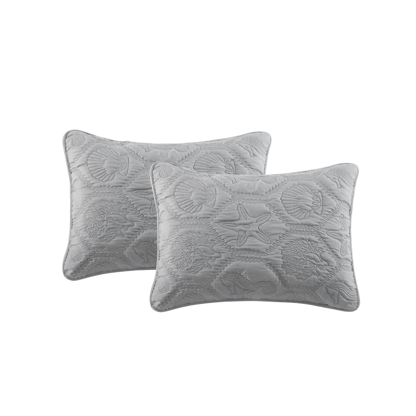 King Grey Coastal 3-Piece Quilt Set