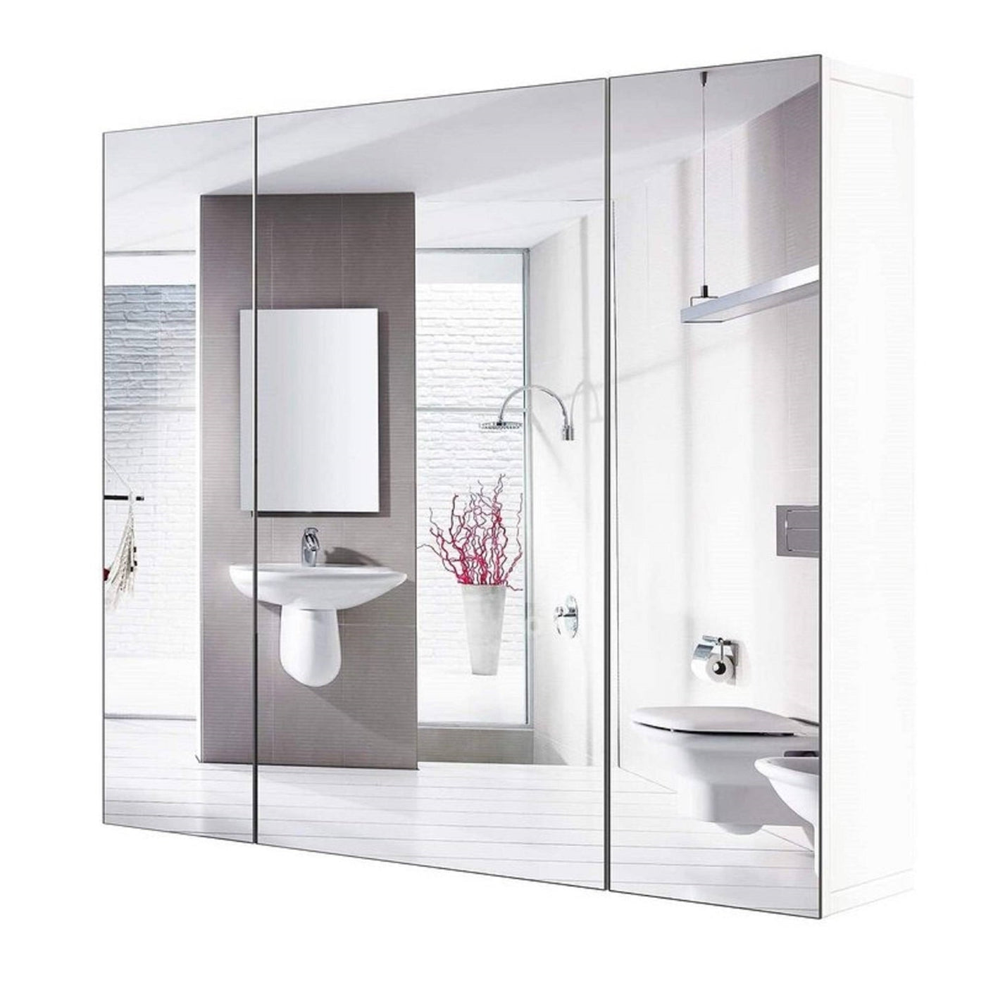 3-Door Bathroom Mirror Medicine Cabinet