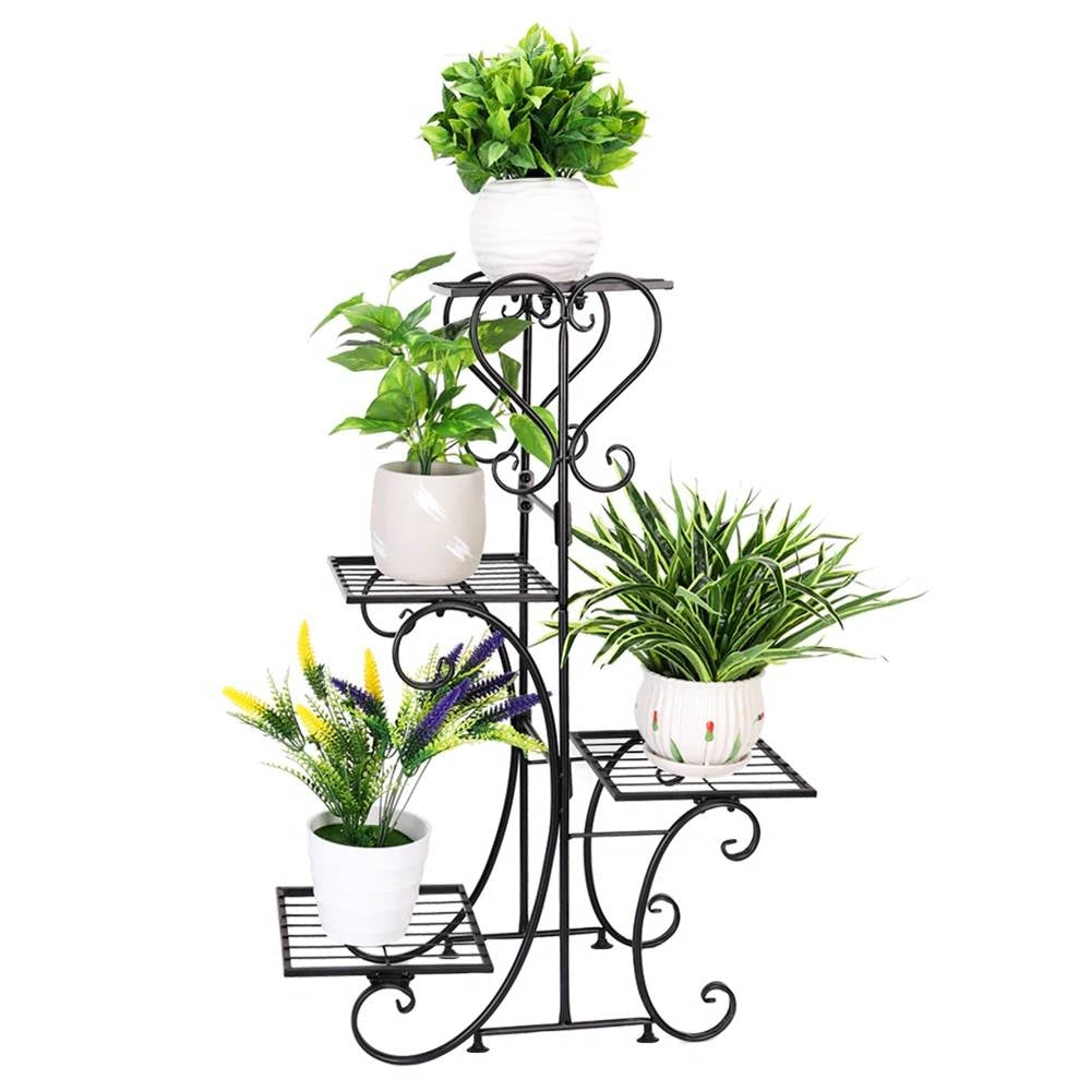 Black Metal Plant Stand, 4 Shelves