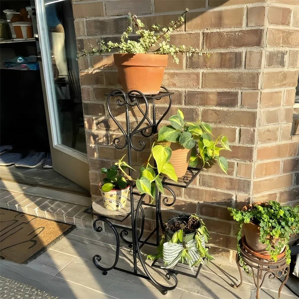 Black Metal Plant Stand, 4 Shelves