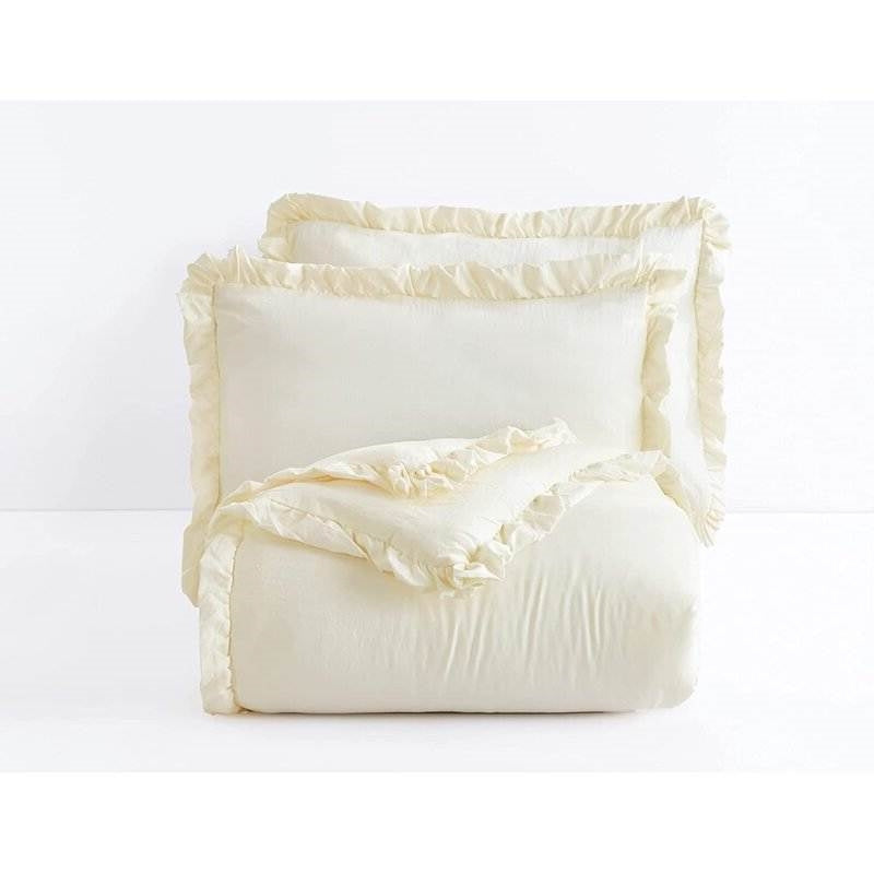 Oversized Queen Ivory Ruffled Comforter Set, 3 Pieces