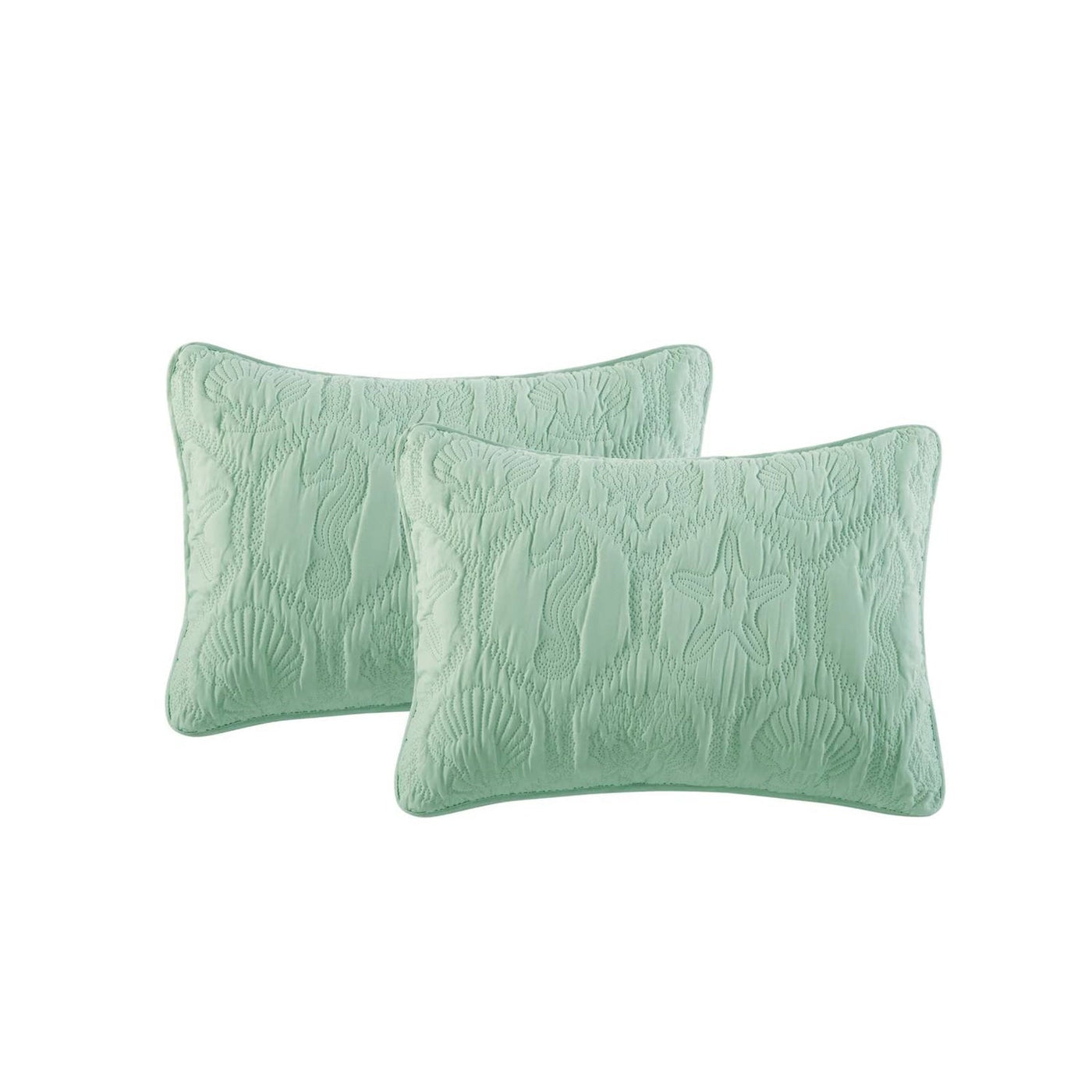 King Light Teal Coastal Quilt Set