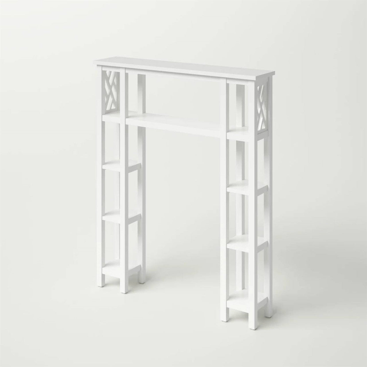 White Wood Over-Toilet Shelving Unit, 9 Shelves