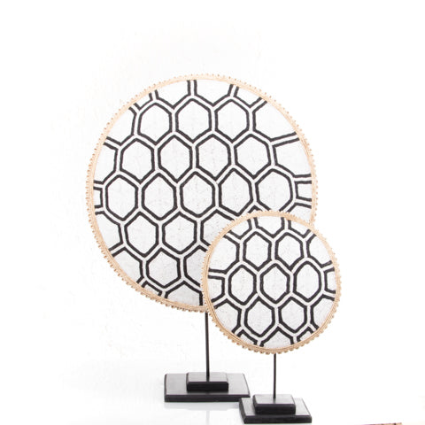 Black and White Beaded Cameroon Shield on Stand