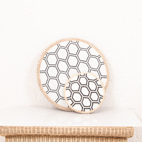 Black and White Beaded Cameroon Shield on Stand