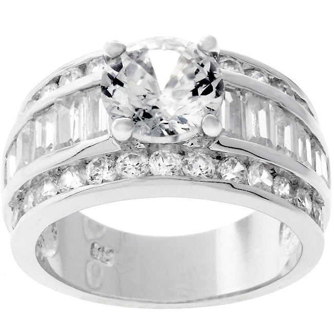 Round Cubic Zirconia Engagement Ring