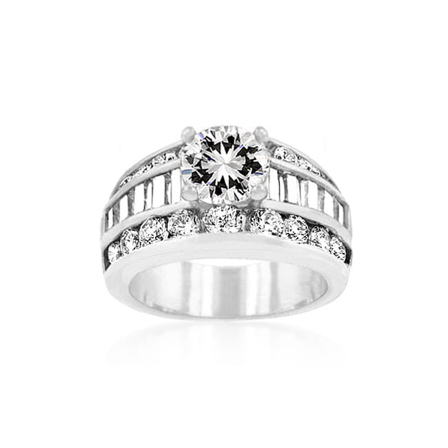 Round Cubic Zirconia Engagement Ring